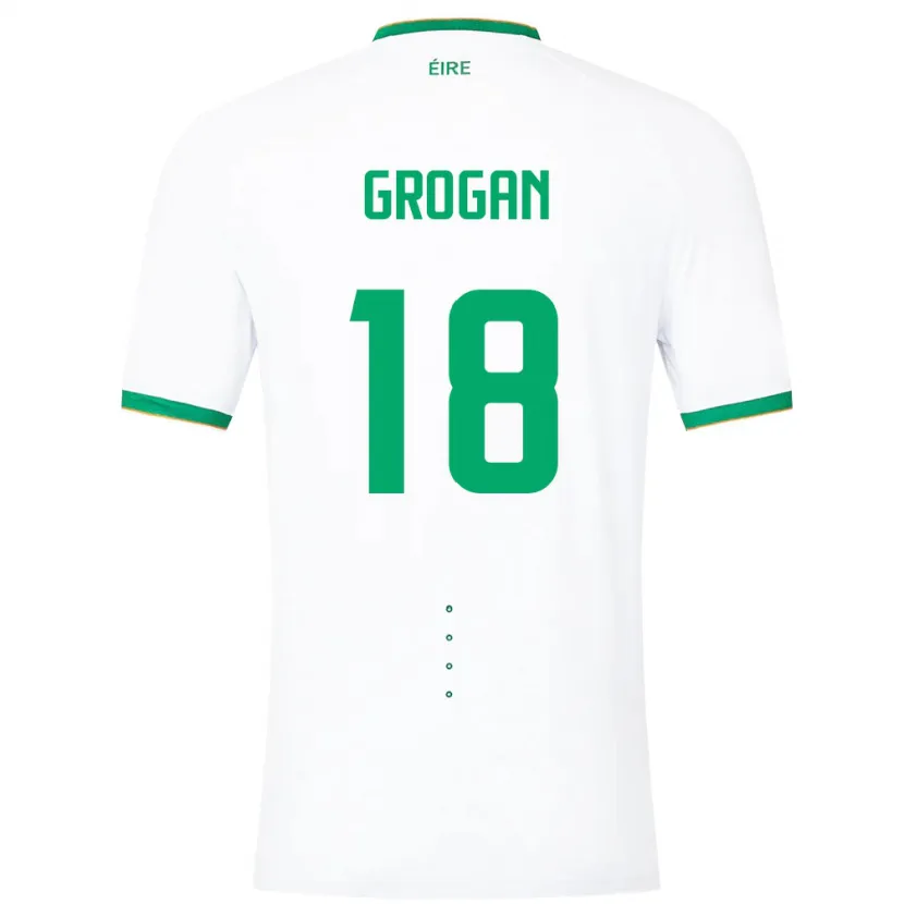 Danxen Męski Irlandia Christy Grogan #18 Biały Wyjazdowa Koszulka 24-26 Koszulki Klubowe