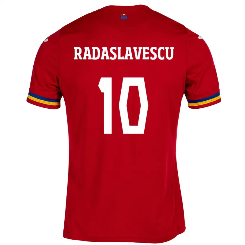 Danxen Męski Rumunia Eduard Radaslavescu #10 Czerwony Wyjazdowa Koszulka 24-26 Koszulki Klubowe