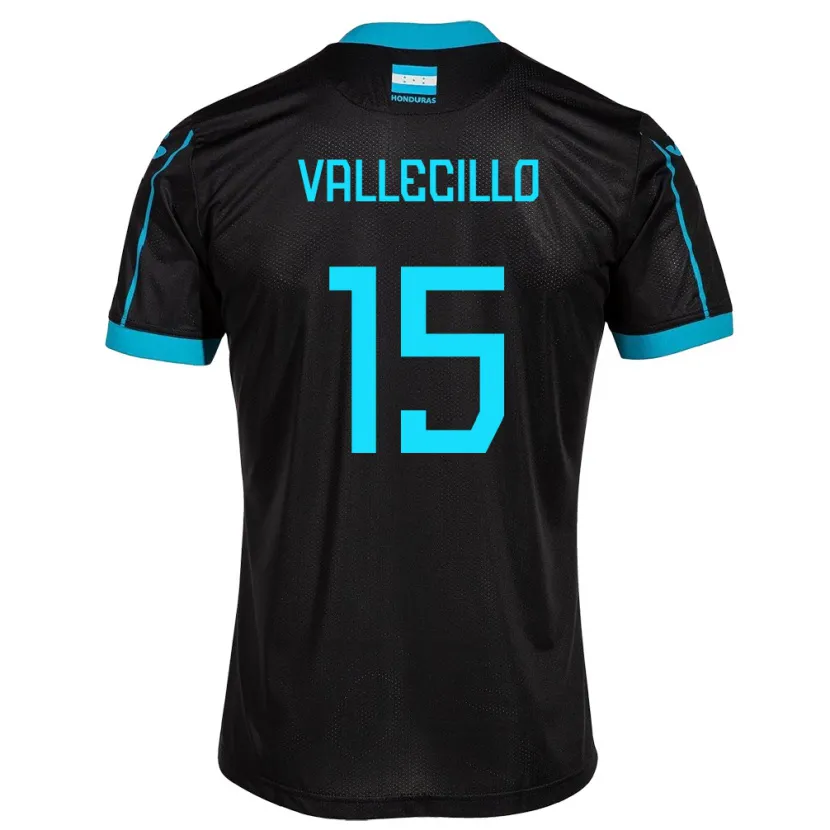 Danxen Męski Honduras Eric Vallecillo #15 Czarny Wyjazdowa Koszulka 24-26 Koszulki Klubowe