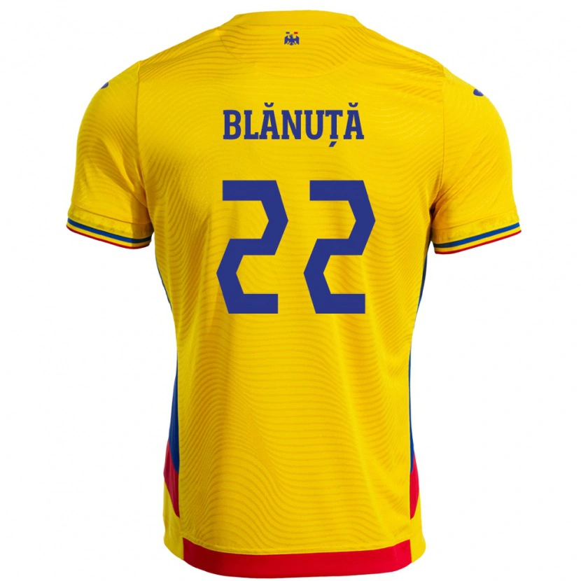 Danxen Kobiety Rumunia Vladislav Blănuță #22 Żółty Domowa Koszulka 24-26 Koszulki Klubowe