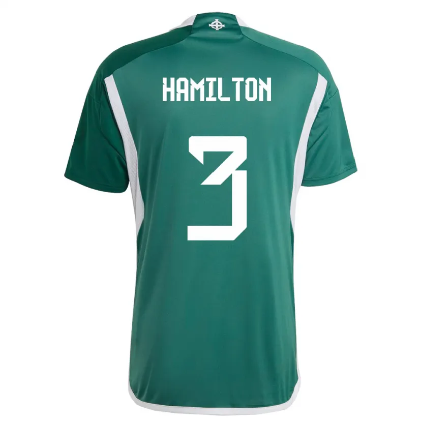 Danxen Kobiety Irlandia Północna Brendan Hamilton #3 Zielony Domowa Koszulka 24-26 Koszulki Klubowe