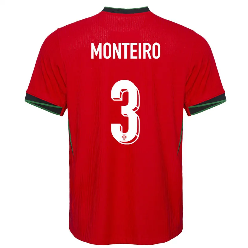 Danxen Dzieci Portugalia Diogo Monteiro #3 Czerwony Domowa Koszulka 24-26 Koszulki Klubowe