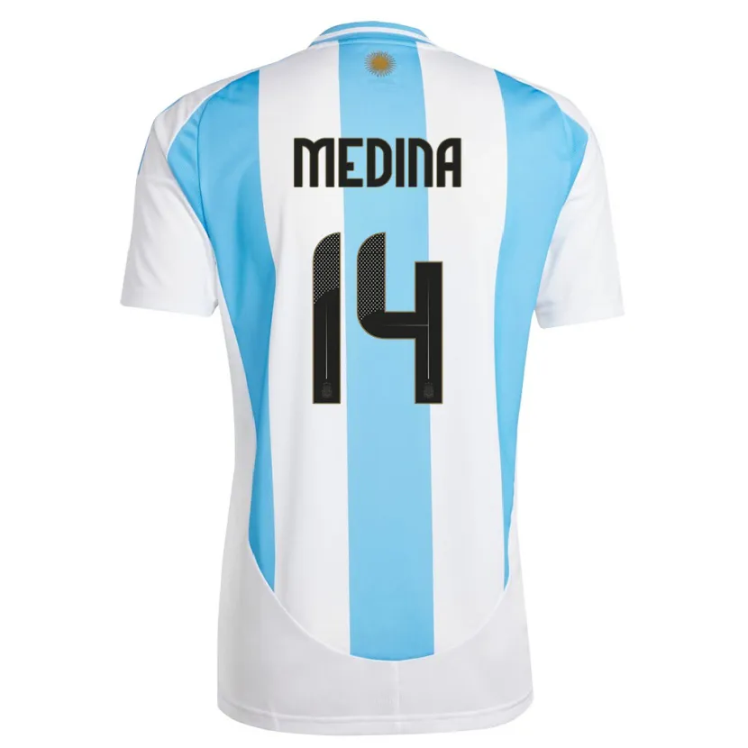 Danxen Dzieci Argentyna Facundo Medina #14 Biało Niebieski Domowa Koszulka 24-26 Koszulki Klubowe