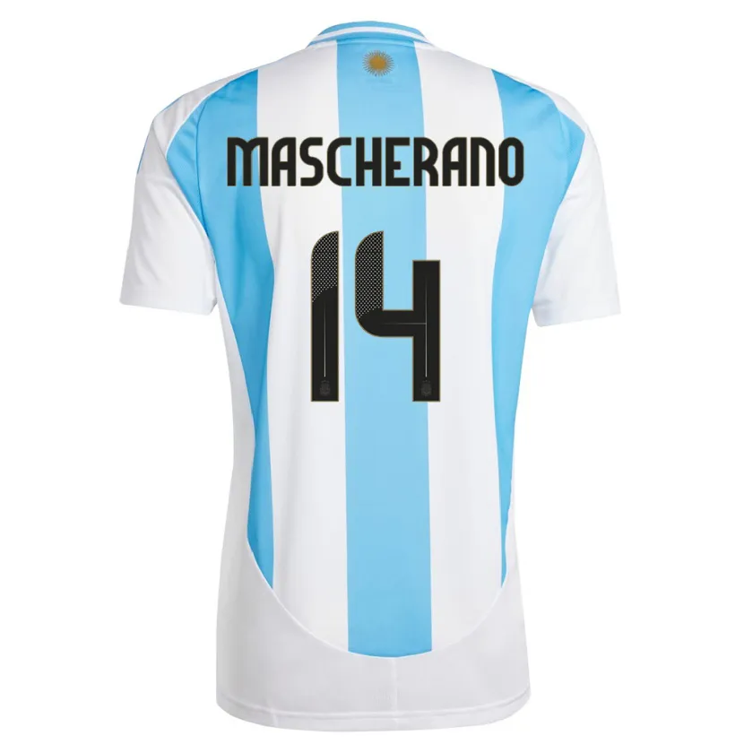 Danxen Dzieci Argentyna Javier Mascherano #14 Biało Niebieski Domowa Koszulka 24-26 Koszulki Klubowe