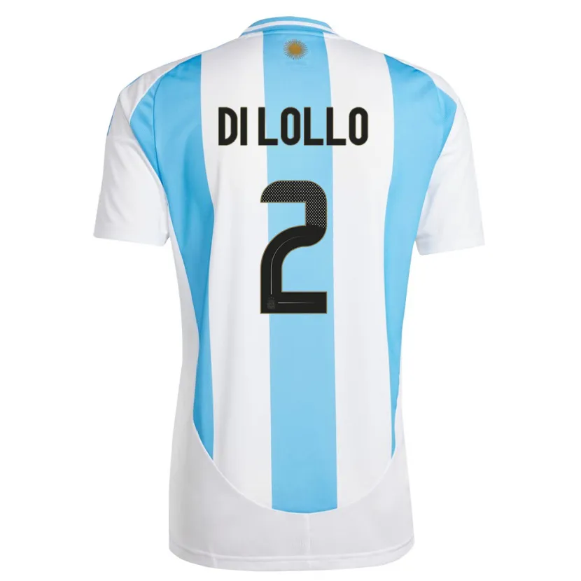Danxen Dzieci Argentyna Lautaro Di Lollo #2 Biało Niebieski Domowa Koszulka 24-26 Koszulki Klubowe