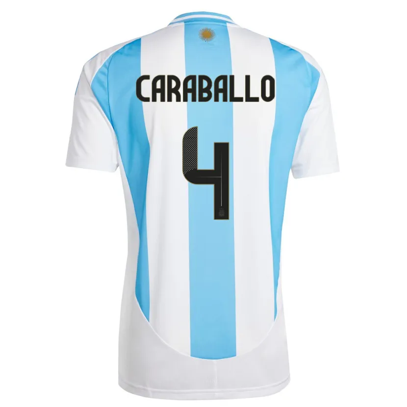Danxen Dzieci Argentyna Brian Caraballo #4 Biało Niebieski Domowa Koszulka 24-26 Koszulki Klubowe