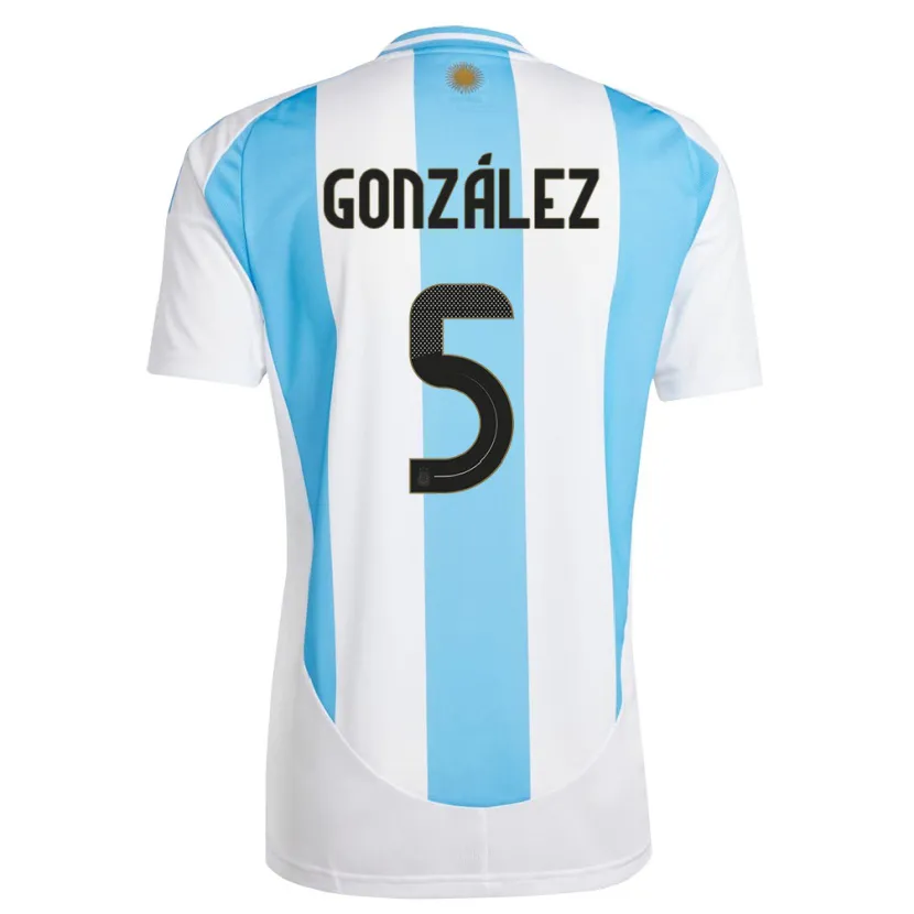Danxen Dzieci Argentyna Maximiliano Gonzalez #5 Biało Niebieski Domowa Koszulka 24-26 Koszulki Klubowe