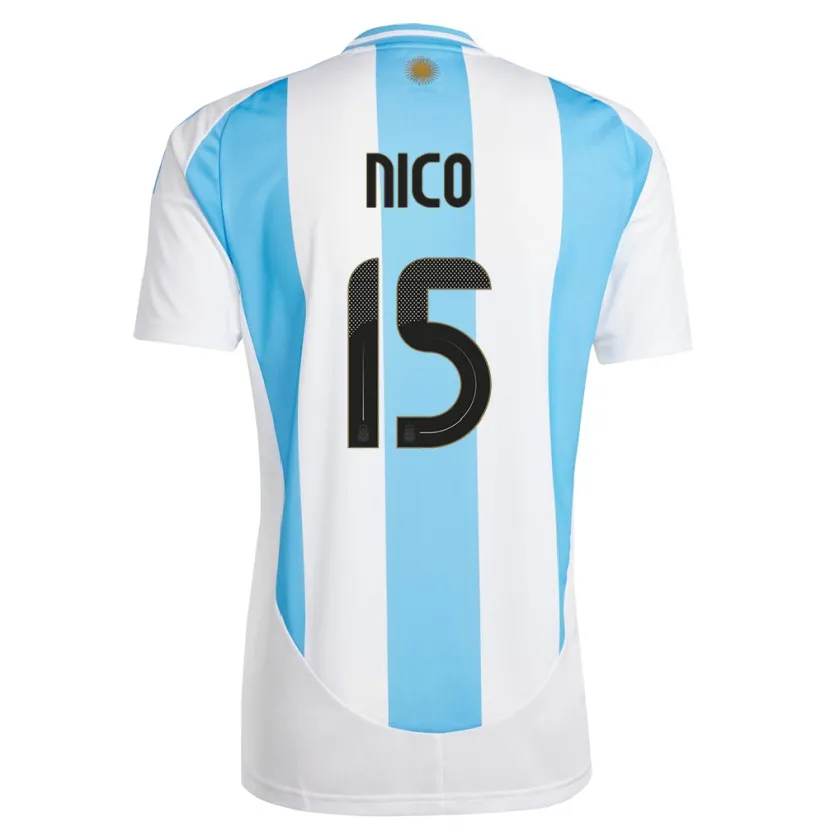 Danxen Dzieci Argentyna Nico  #15 Biało Niebieski Domowa Koszulka 24-26 Koszulki Klubowe