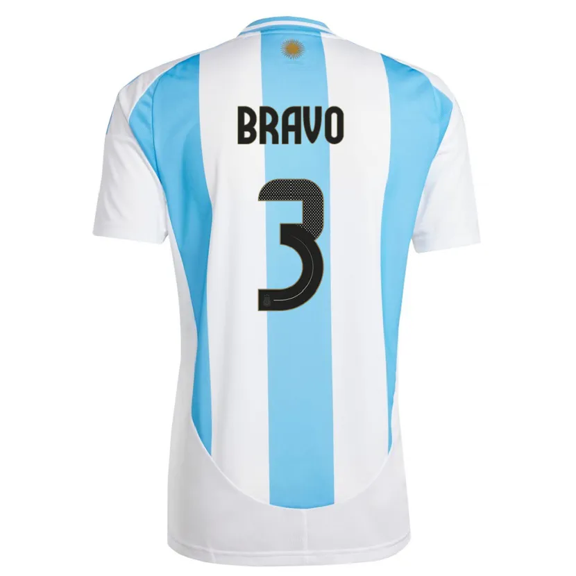 Danxen Dzieci Argentyna Claudio Bravo #3 Biało Niebieski Domowa Koszulka 24-26 Koszulki Klubowe