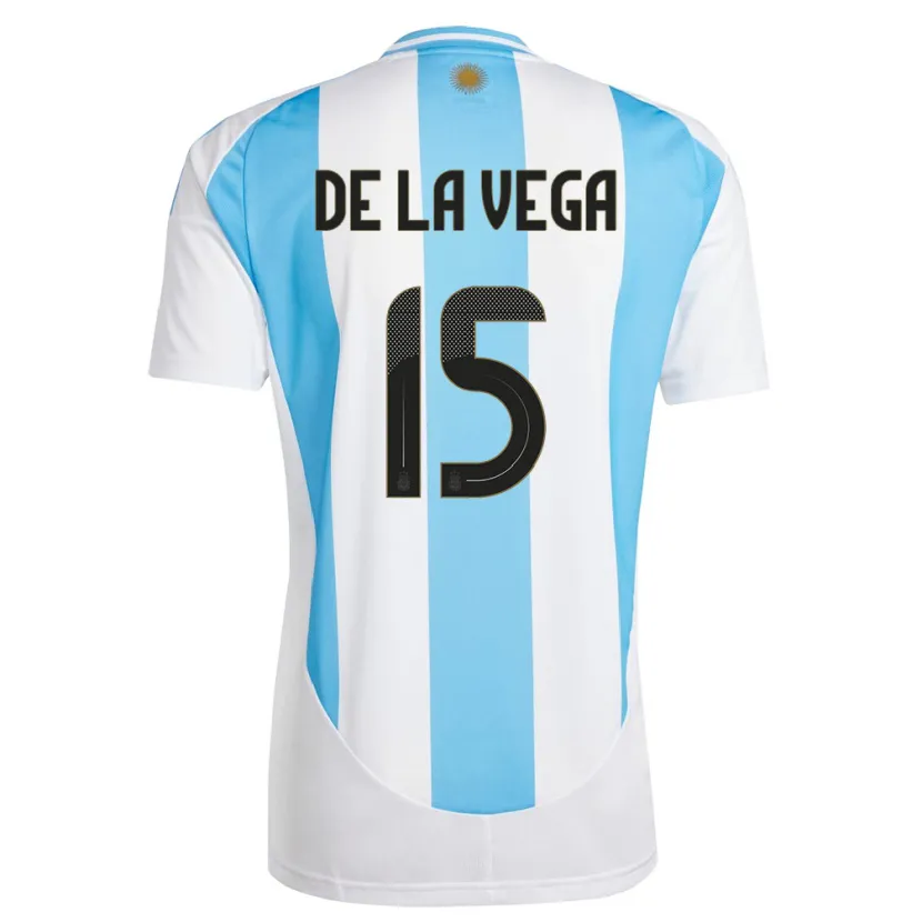 Danxen Dzieci Argentyna Pedro De La Vega #15 Biało Niebieski Domowa Koszulka 24-26 Koszulki Klubowe