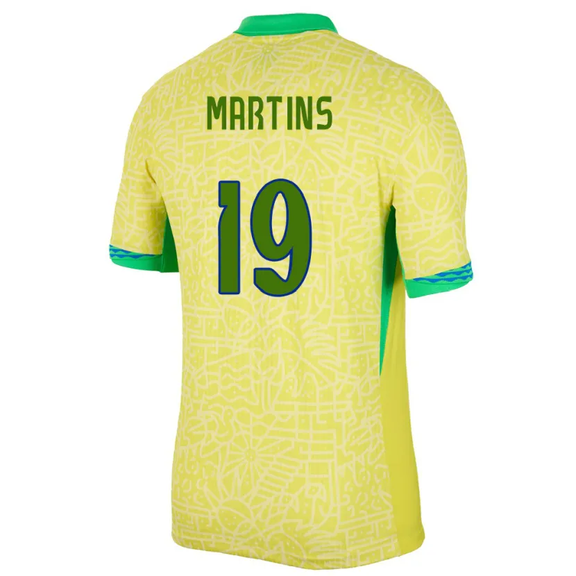 Danxen Dzieci Brazylia Matheus Martins #19 Żółty Domowa Koszulka 24-26 Koszulki Klubowe