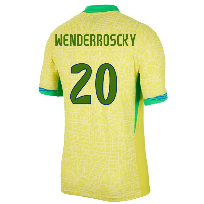 Danxen Dzieci Brazylia Arthur Wenderroscky #20 Żółty Domowa Koszulka 24-26 Koszulki Klubowe