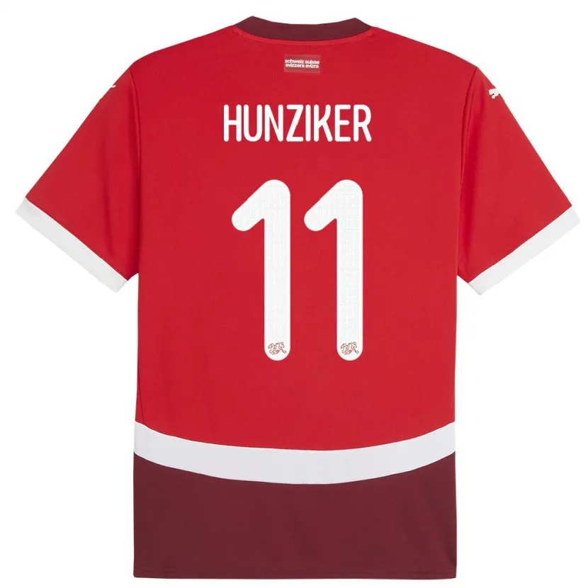Danxen Dzieci Szwajcaria Andrin Hunziker #11 Czerwony Domowa Koszulka 24-26 Koszulki Klubowe