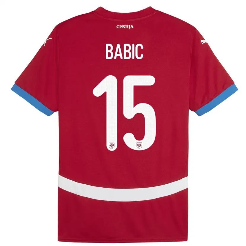 Danxen Dzieci Serbia Srdjan Babic #15 Czerwony Domowa Koszulka 24-26 Koszulki Klubowe