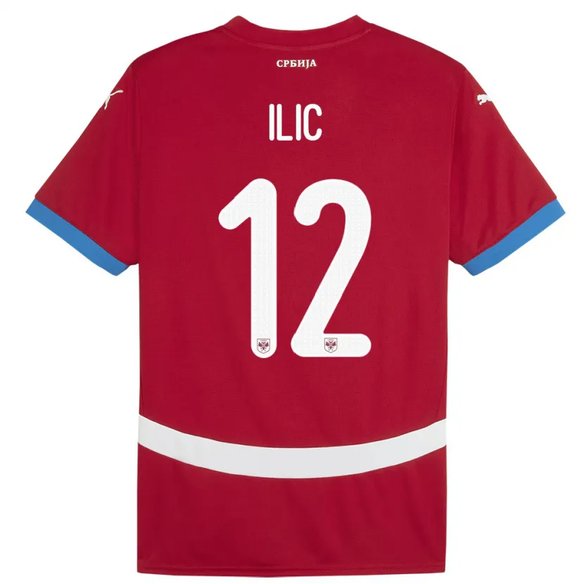 Danxen Dzieci Serbia Marko Ilic #12 Czerwony Domowa Koszulka 24-26 Koszulki Klubowe