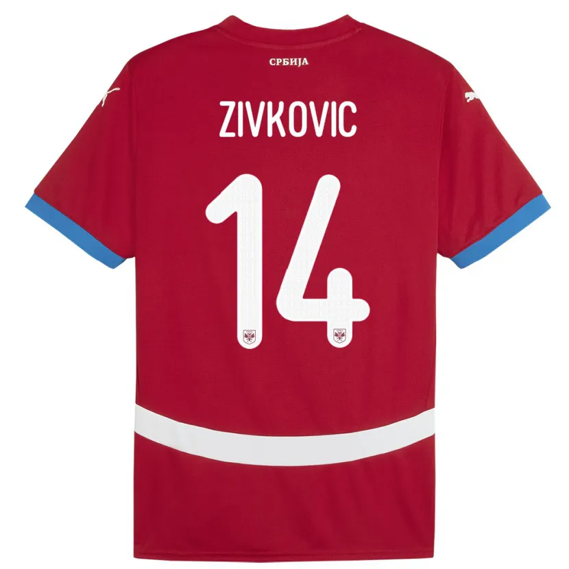 Danxen Dzieci Serbia Andrija Zivkovic #14 Czerwony Domowa Koszulka 24-26 Koszulki Klubowe