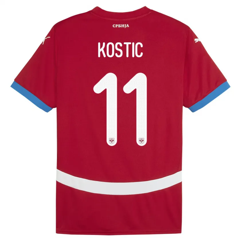 Danxen Dzieci Serbia Filip Kostic #11 Czerwony Domowa Koszulka 24-26 Koszulki Klubowe