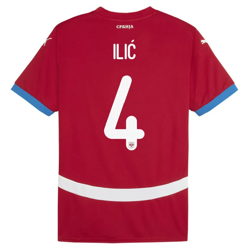 Danxen Dzieci Serbia Marija Ilic #4 Czerwony Domowa Koszulka 24-26 Koszulki Klubowe