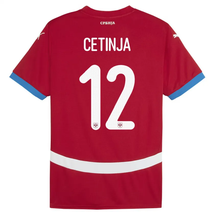 Danxen Dzieci Serbia Sara Cetinja #12 Czerwony Domowa Koszulka 24-26 Koszulki Klubowe