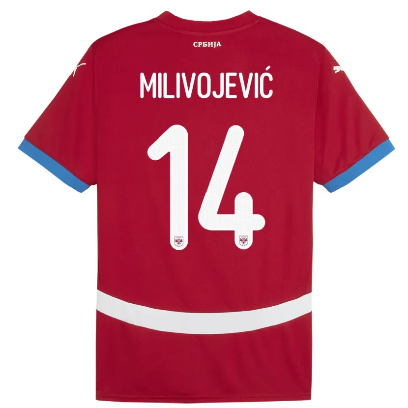 Danxen Dzieci Serbia Vesna Milivojevic #14 Czerwony Domowa Koszulka 24-26 Koszulki Klubowe