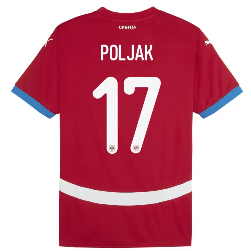 Danxen Dzieci Serbia Allegra Poljak #17 Czerwony Domowa Koszulka 24-26 Koszulki Klubowe