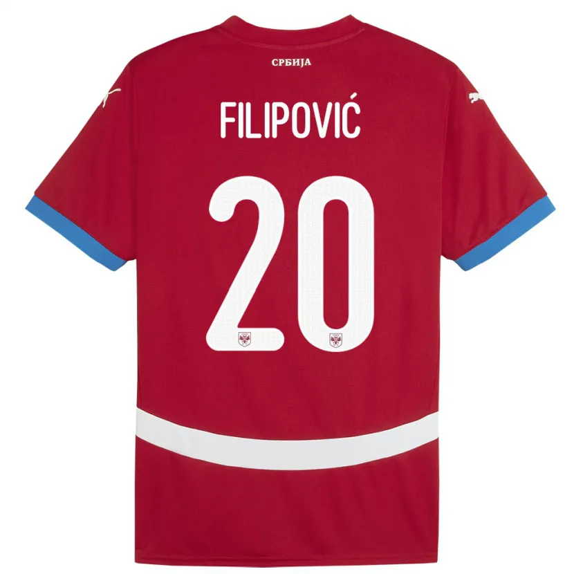 Danxen Dzieci Serbia Tijana Filipovic #20 Czerwony Domowa Koszulka 24-26 Koszulki Klubowe