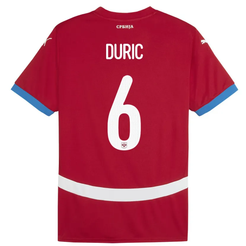 Danxen Dzieci Serbia Andrej Duric #6 Czerwony Domowa Koszulka 24-26 Koszulki Klubowe