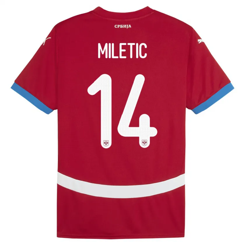 Danxen Dzieci Serbia Vladimir Miletic #14 Czerwony Domowa Koszulka 24-26 Koszulki Klubowe