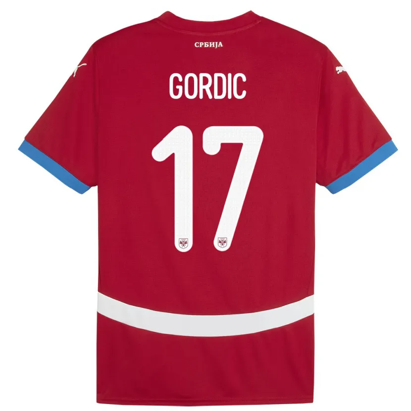 Danxen Dzieci Serbia Djordje Gordic #17 Czerwony Domowa Koszulka 24-26 Koszulki Klubowe