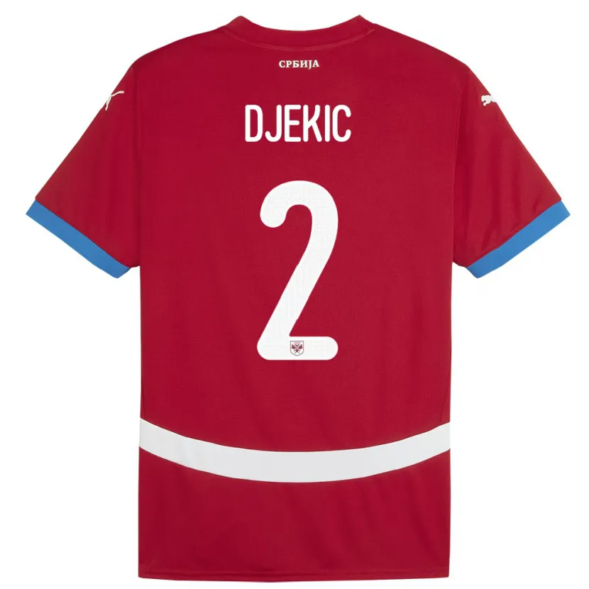 Danxen Dzieci Serbia Djuro Giulio Djekic #2 Czerwony Domowa Koszulka 24-26 Koszulki Klubowe