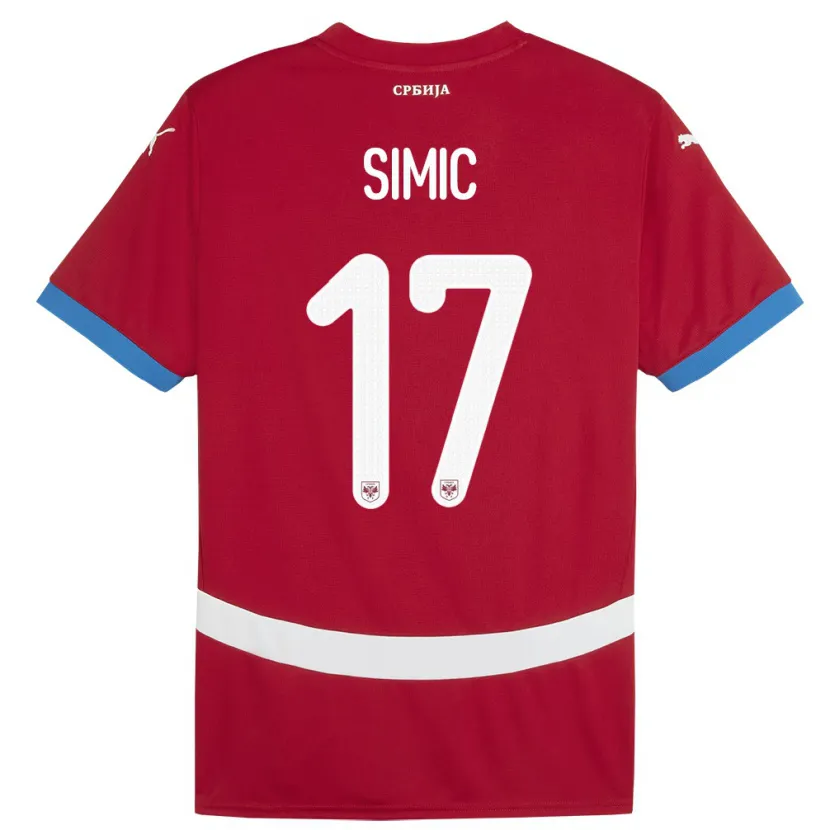 Danxen Dzieci Serbia Jan Carlo Simic #17 Czerwony Domowa Koszulka 24-26 Koszulki Klubowe