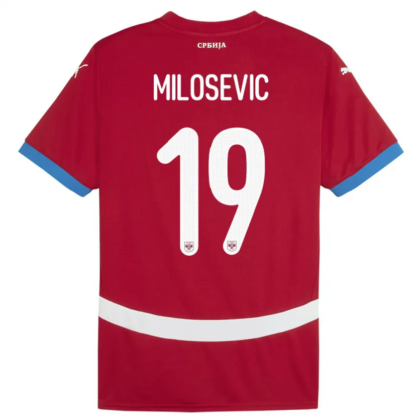 Danxen Dzieci Serbia Jovan Milosevic #19 Czerwony Domowa Koszulka 24-26 Koszulki Klubowe