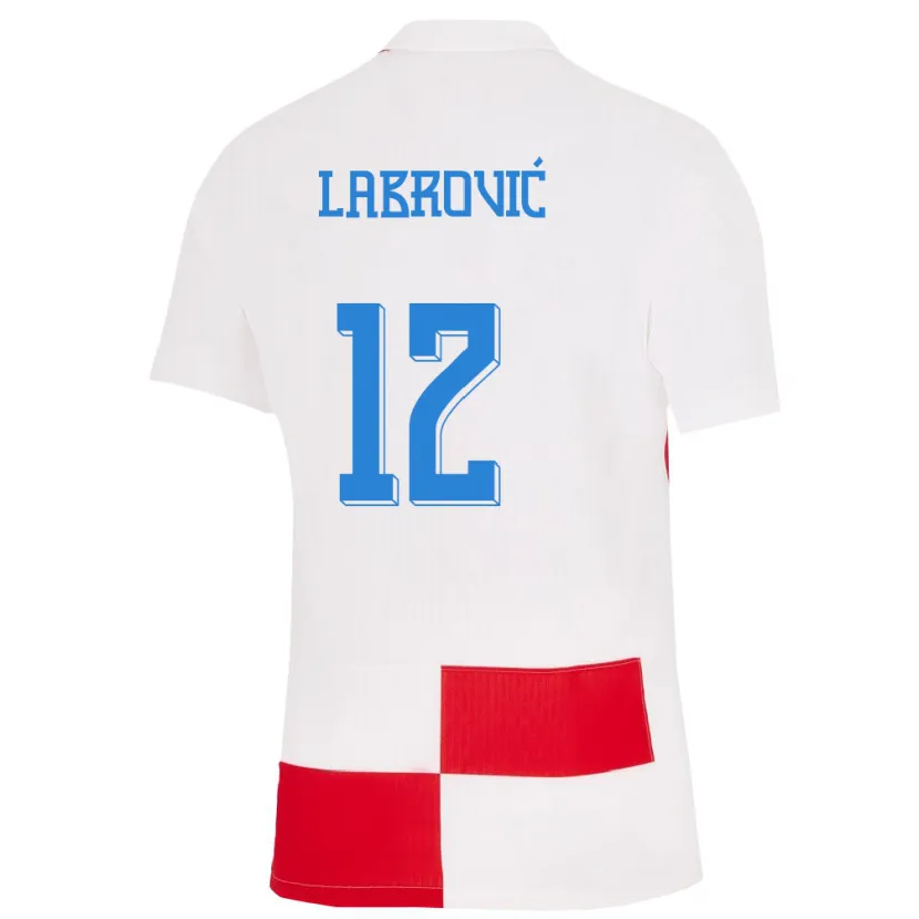 Danxen Dzieci Chorwacja Nediljko Labrovic #12 Biało - Czerwony Domowa Koszulka 24-26 Koszulki Klubowe