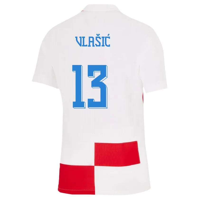 Danxen Dzieci Chorwacja Nikola Vlasic #13 Biało - Czerwony Domowa Koszulka 24-26 Koszulki Klubowe