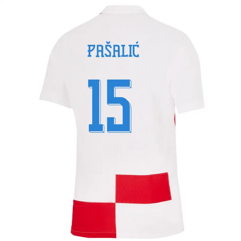 Danxen Dzieci Chorwacja Mario Pasalic #15 Biało - Czerwony Domowa Koszulka 24-26 Koszulki Klubowe