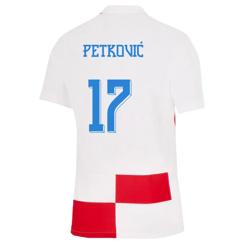 Danxen Dzieci Chorwacja Bruno Petkovic #17 Biało - Czerwony Domowa Koszulka 24-26 Koszulki Klubowe