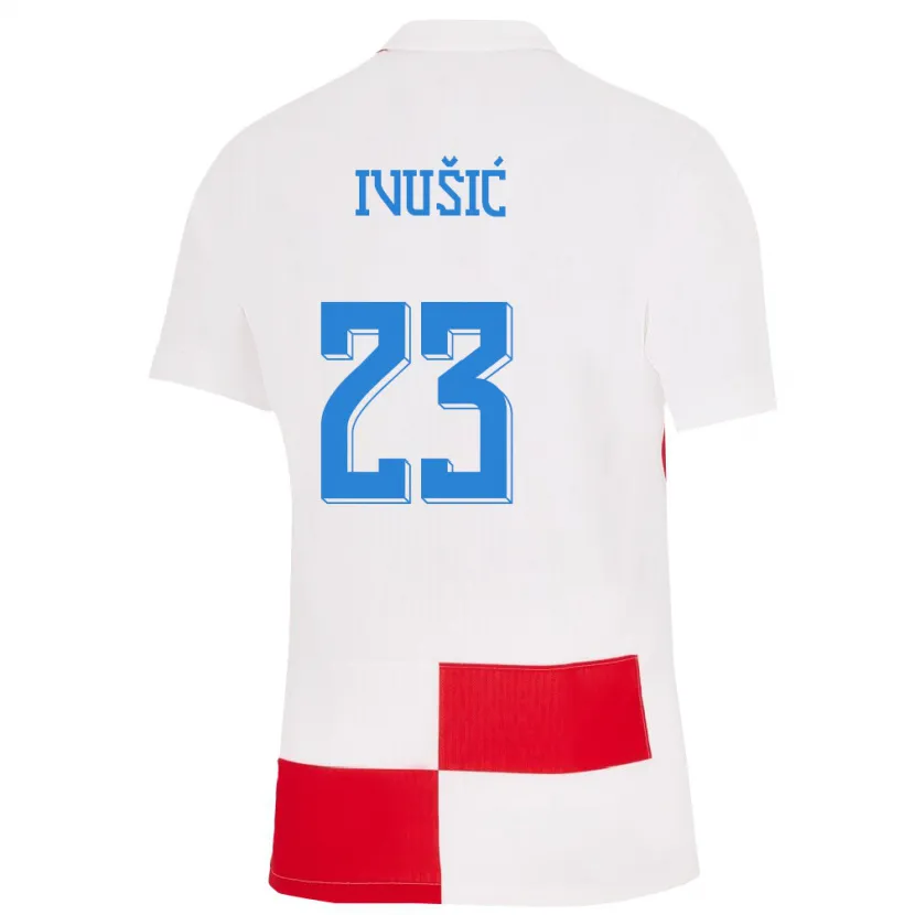 Danxen Dzieci Chorwacja Ivica Ivusic #23 Biało - Czerwony Domowa Koszulka 24-26 Koszulki Klubowe