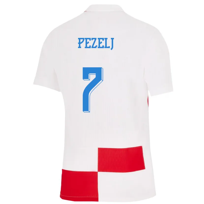 Danxen Dzieci Chorwacja Petra Pezelj #7 Biało - Czerwony Domowa Koszulka 24-26 Koszulki Klubowe