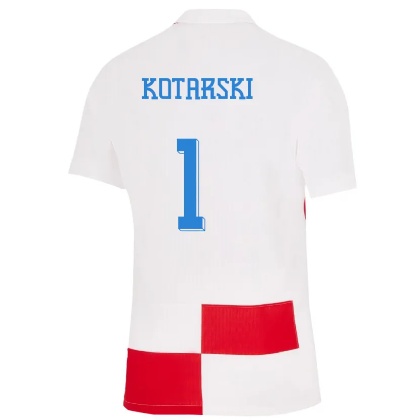 Danxen Dzieci Chorwacja Dominik Kotarski #1 Biało - Czerwony Domowa Koszulka 24-26 Koszulki Klubowe
