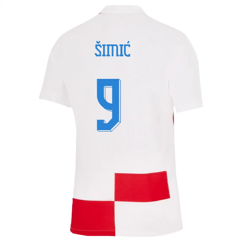 Danxen Dzieci Chorwacja Roko Simic #9 Biało - Czerwony Domowa Koszulka 24-26 Koszulki Klubowe