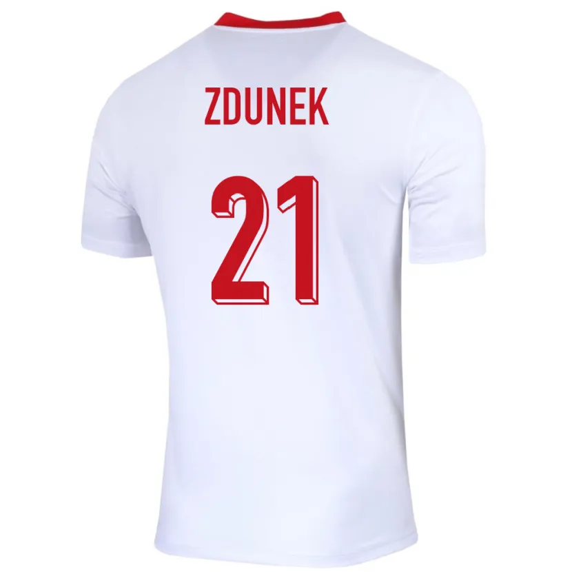 Danxen Dzieci Polska Emilia Zdunek #21 Biały Domowa Koszulka 24-26 Koszulki Klubowe