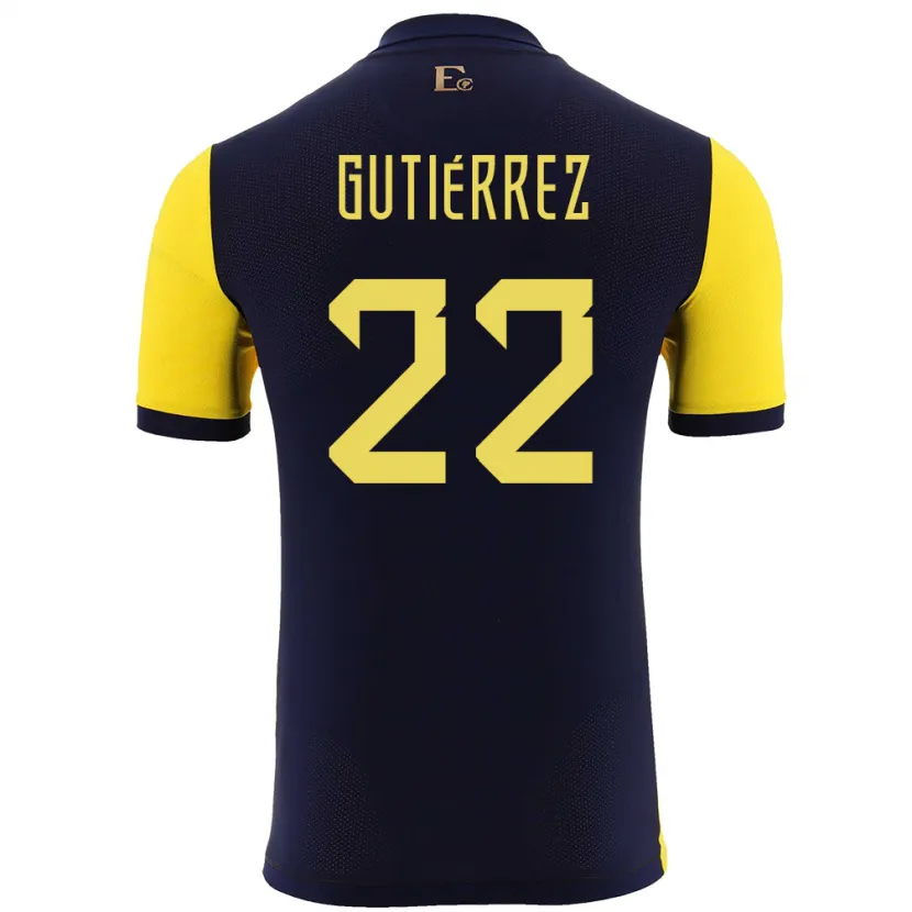 Danxen Dzieci Ecuador Melanie Gutierrez #22 Żółty Domowa Koszulka 24-26 Koszulki Klubowe