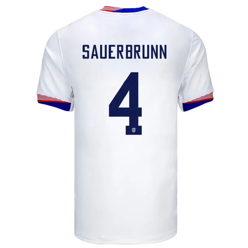 Danxen Dzieci Stany Zjednoczone Becky Sauerbrunn #4 Biały Domowa Koszulka 24-26 Koszulki Klubowe