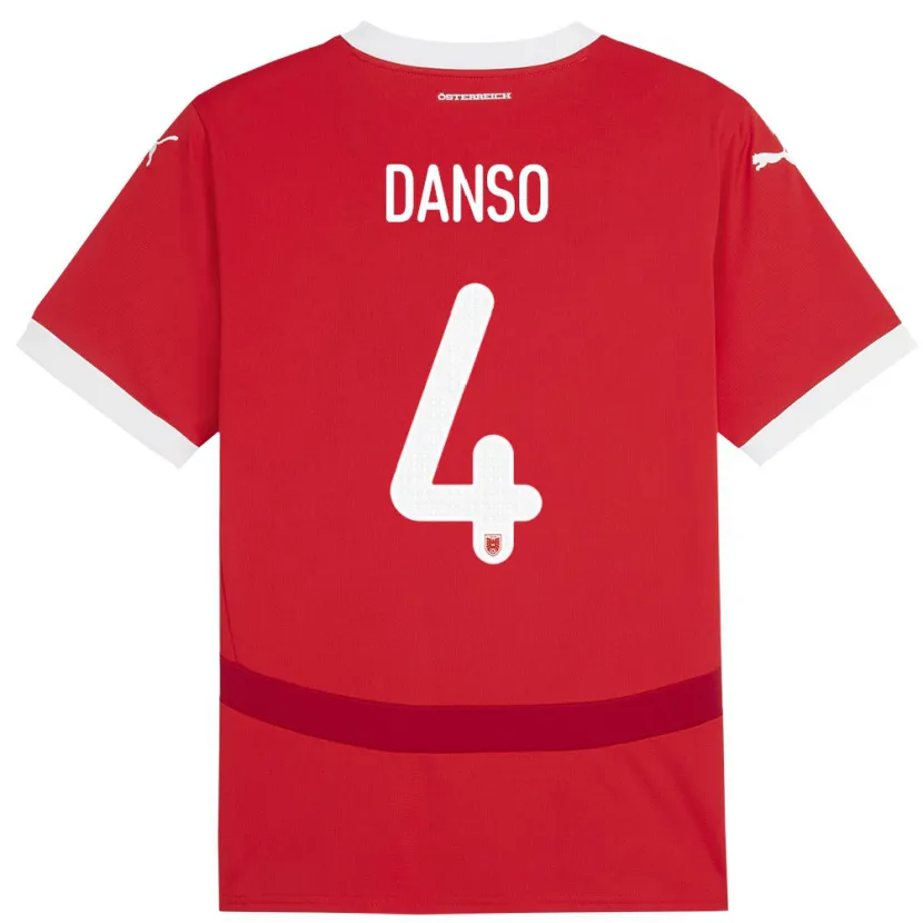 Danxen Dzieci Austria Kevin Danso #4 Czerwony Domowa Koszulka 24-26 Koszulki Klubowe