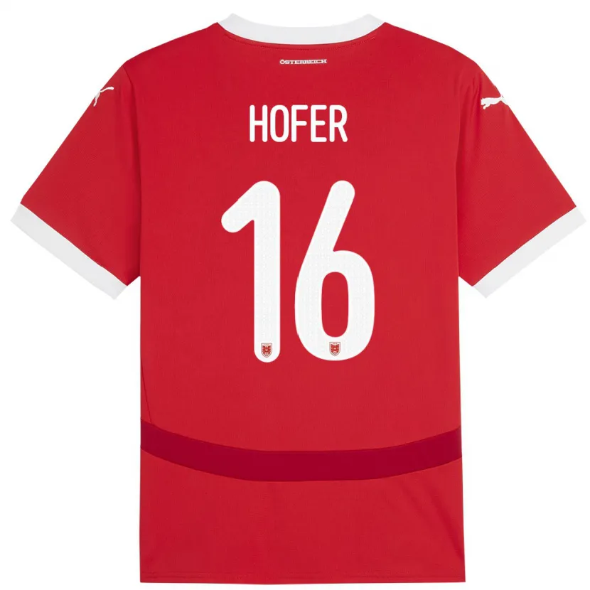 Danxen Dzieci Austria Raphael Hofer #16 Czerwony Domowa Koszulka 24-26 Koszulki Klubowe
