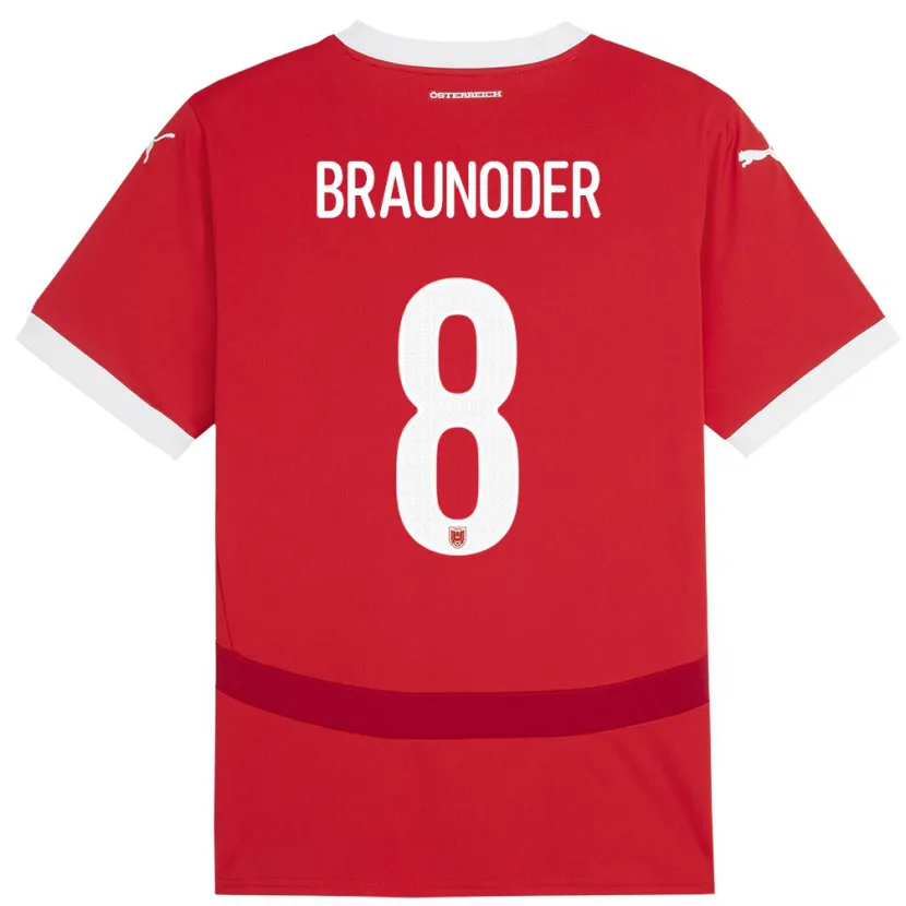 Danxen Dzieci Austria Matthias Braunöder #8 Czerwony Domowa Koszulka 24-26 Koszulki Klubowe