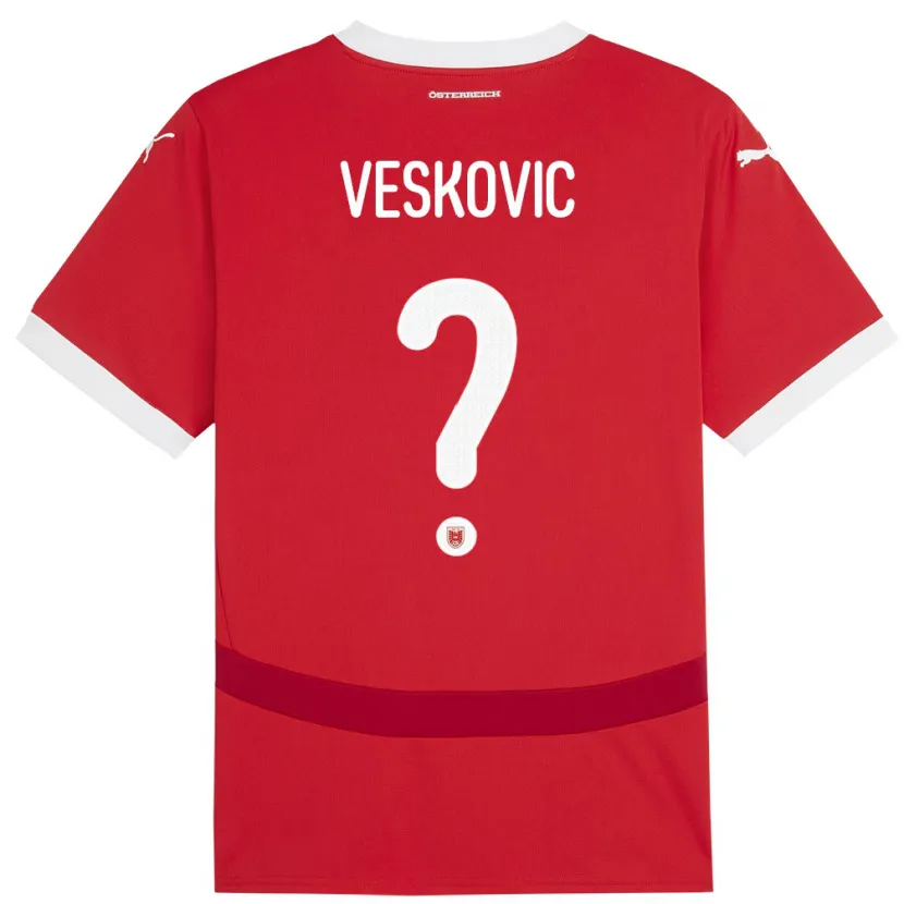 Danxen Dzieci Austria David Veskovic #0 Czerwony Domowa Koszulka 24-26 Koszulki Klubowe