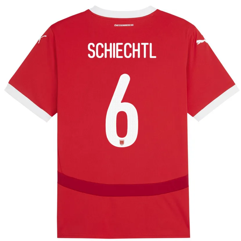 Danxen Dzieci Austria Katharina Schiechtl #6 Czerwony Domowa Koszulka 24-26 Koszulki Klubowe