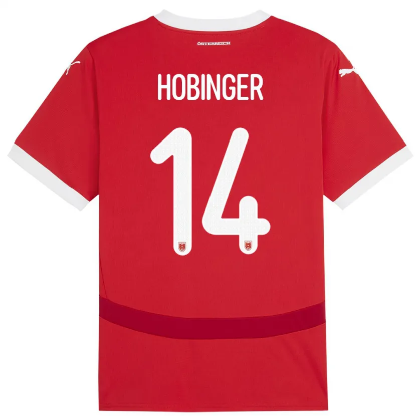 Danxen Dzieci Austria Marie Höbinger #14 Czerwony Domowa Koszulka 24-26 Koszulki Klubowe