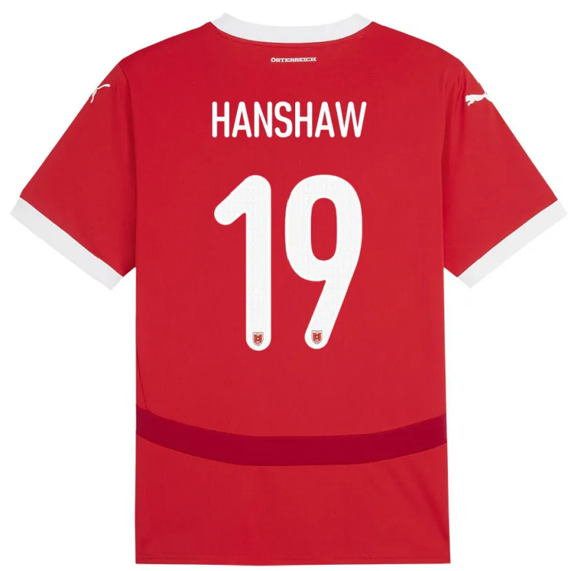 Danxen Dzieci Austria Verena Hanshaw #19 Czerwony Domowa Koszulka 24-26 Koszulki Klubowe